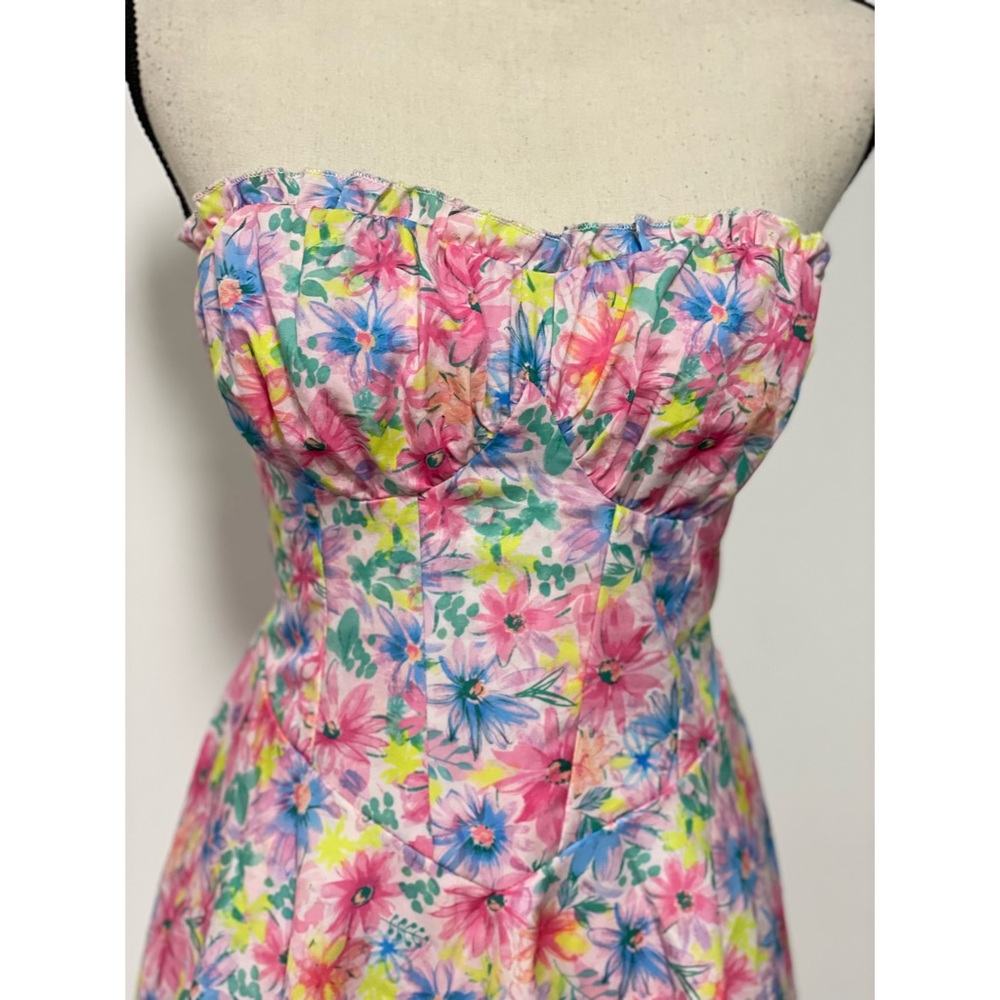 Shein Strapless Floral Mini Dress Pink Size L - Picture 7 of 13